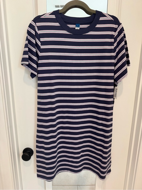 Old Navy Dresses & Skirts - Old Navy Navy & Light Pink Striped Tee Dress NWT